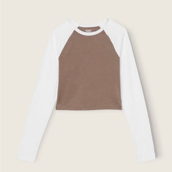 🆕Pink By Victoria’s Secret Color Block Long Sleeve Cropped Top XL🆕 - Picture 3 of 5